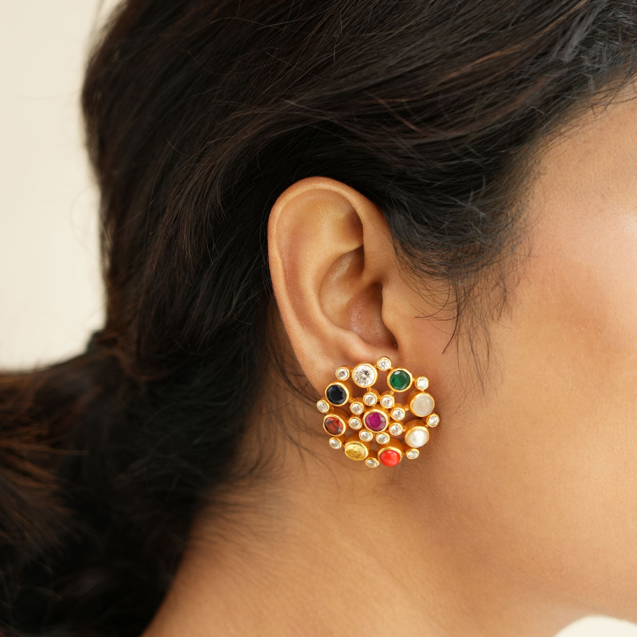 Buy Colour Pop Navratna Earrings Online in India | Zariin